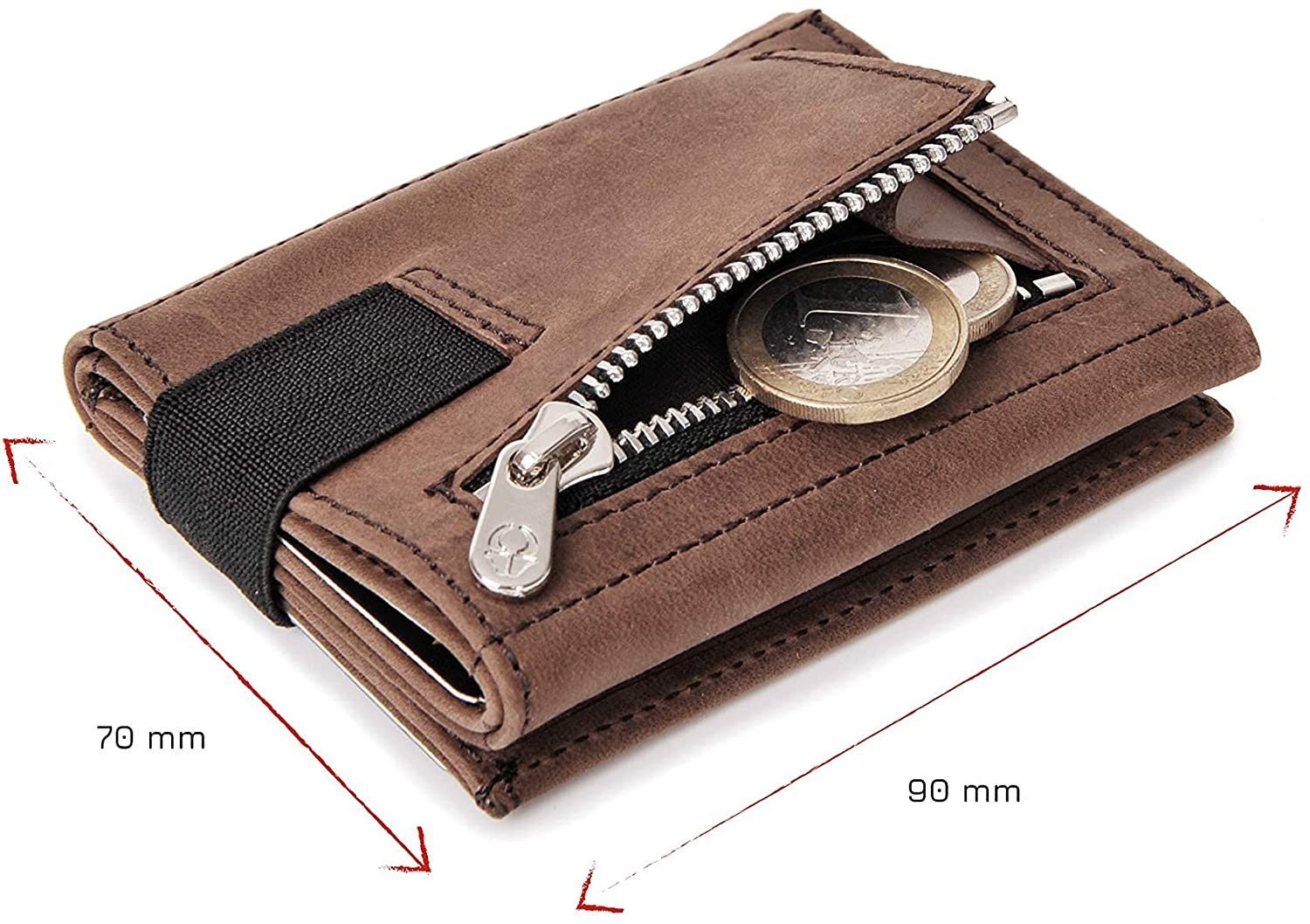 Donbolso Geldbörse Geldbeutel 2 I Braun Schutz, Wallet Vintage Münzfachvintageleder mit RFID Mit Slim Münzfach I