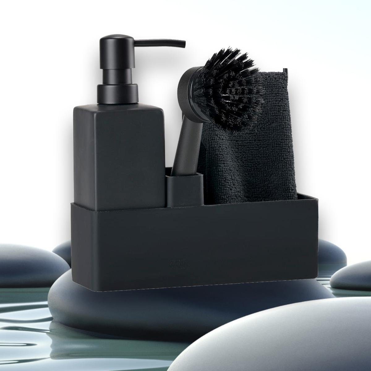 Zone Denmark Reinigungsbürsten-Set ZONE Geschirr-SPÜLSET, 4-teilig, schwarz, Küche, (Set (4 teilig)