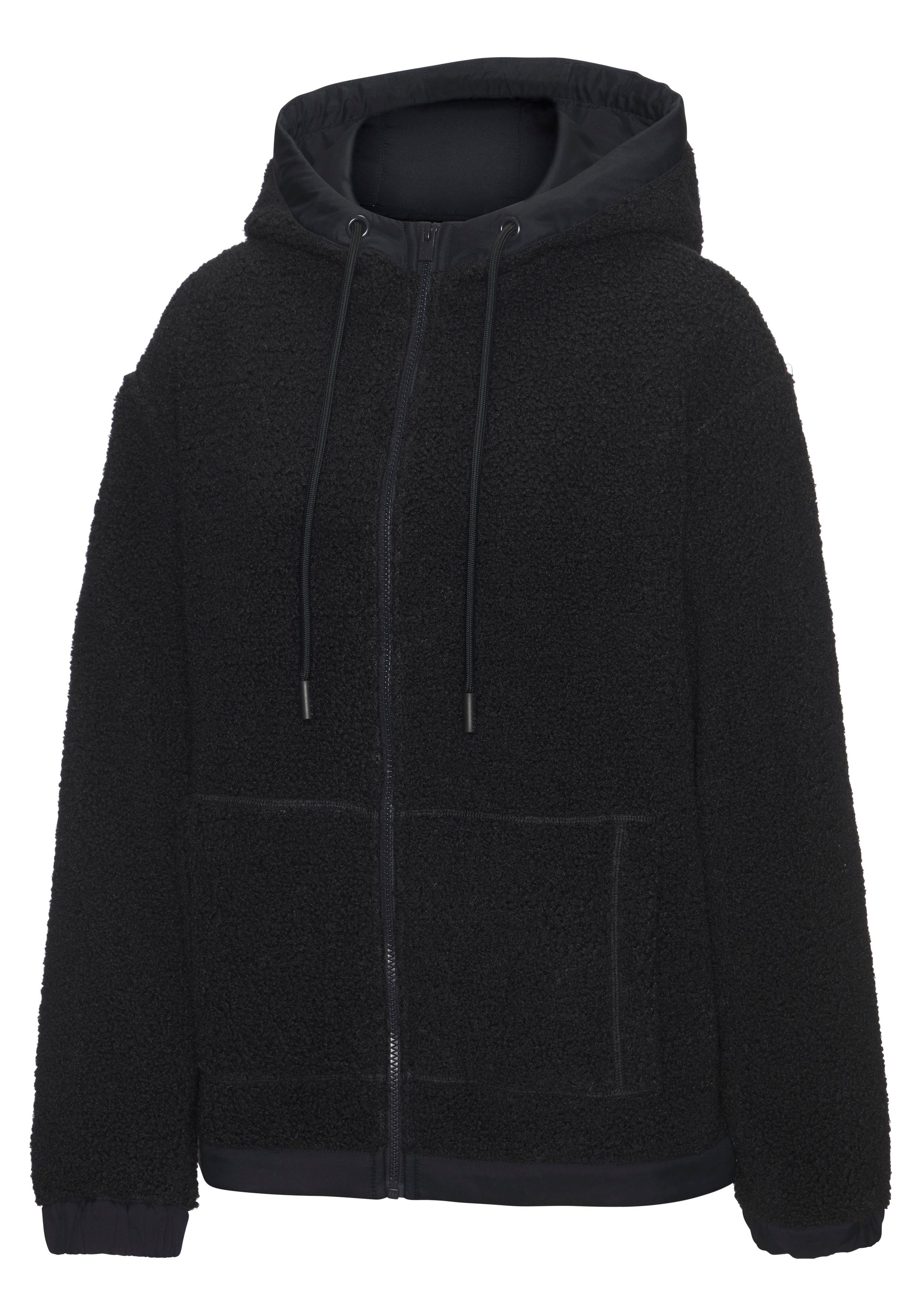 Elbsand Fleecejacke Übergangsjacke aus Teddy-Fleece mit verstellbarer Kapuze