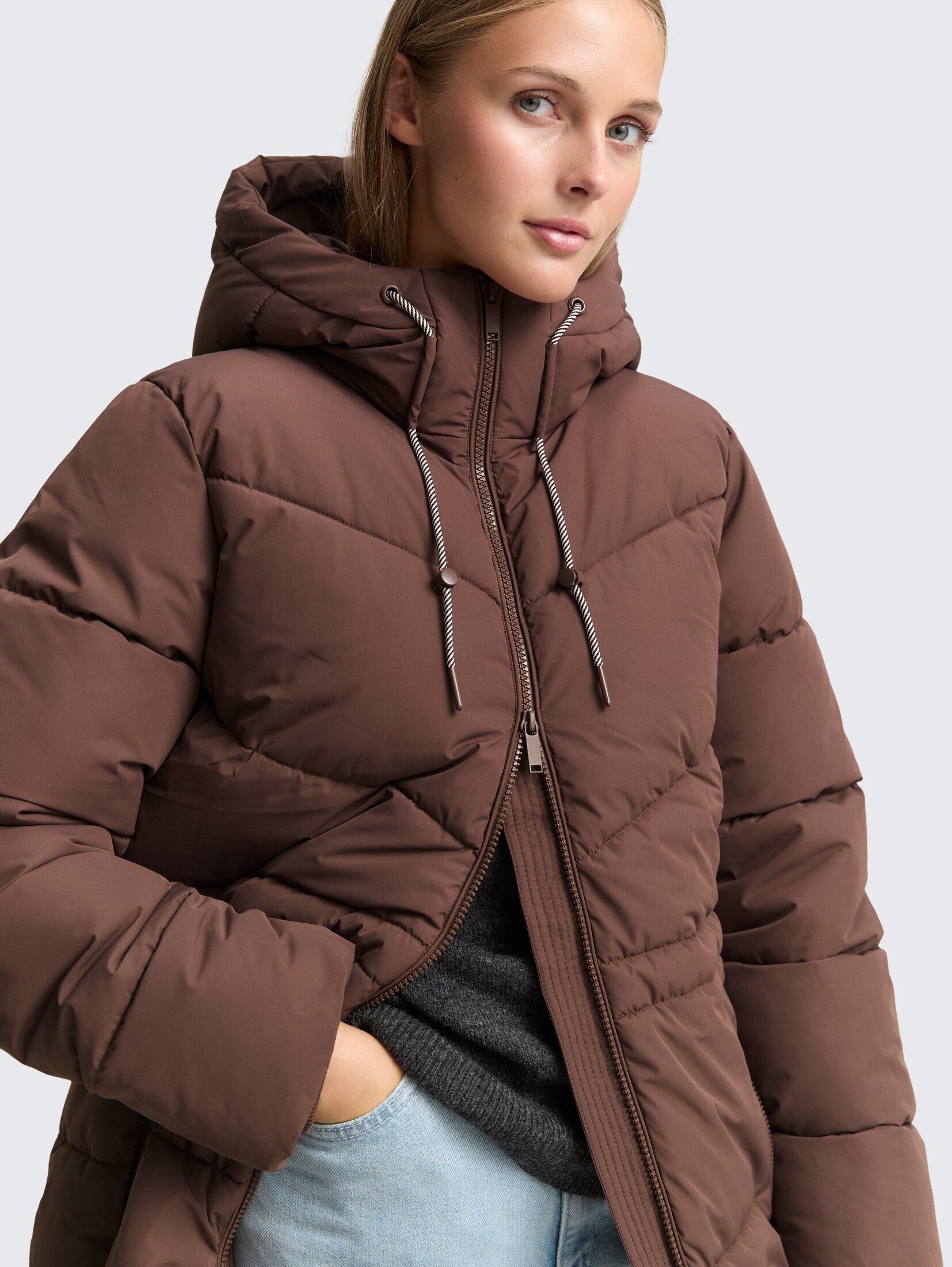 TOM TAILOR Denim Steppmantel Jacken Puffer-Mantel mit Kapuze