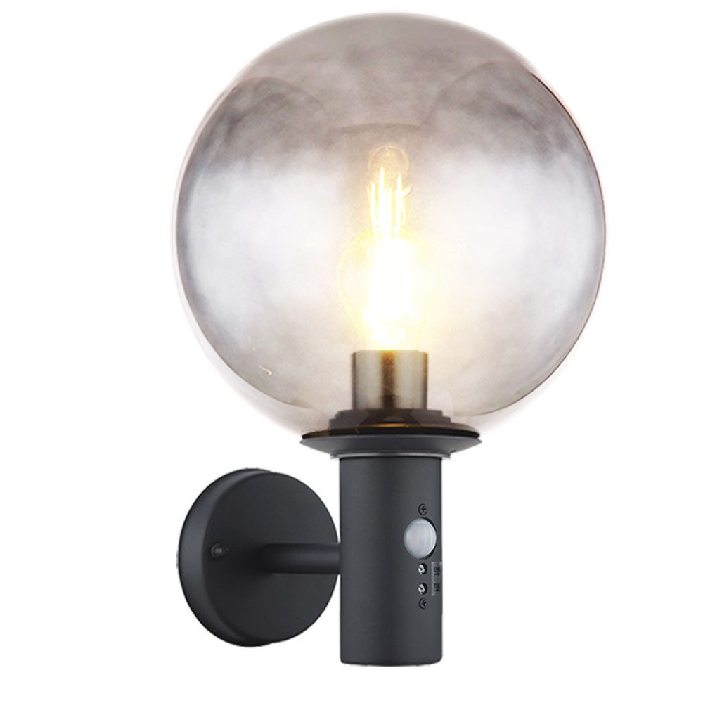GLOBO LIGHTING LED Außen-Wandleuchte, Leuchtmittel inklusive, Warmweiß, LED Außenlampe mit Bewegungsmelder anthrazit Hauswandleuchte