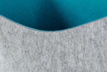 Kobolo Einkaufskorb Filzkorb aussen grau innen blau mit Aluhenkeln, 12,5 l