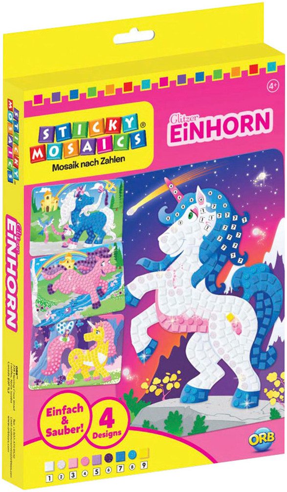 Sticky Mosaics Kreativset Sticky Mosaics, Glitzer Einhorn