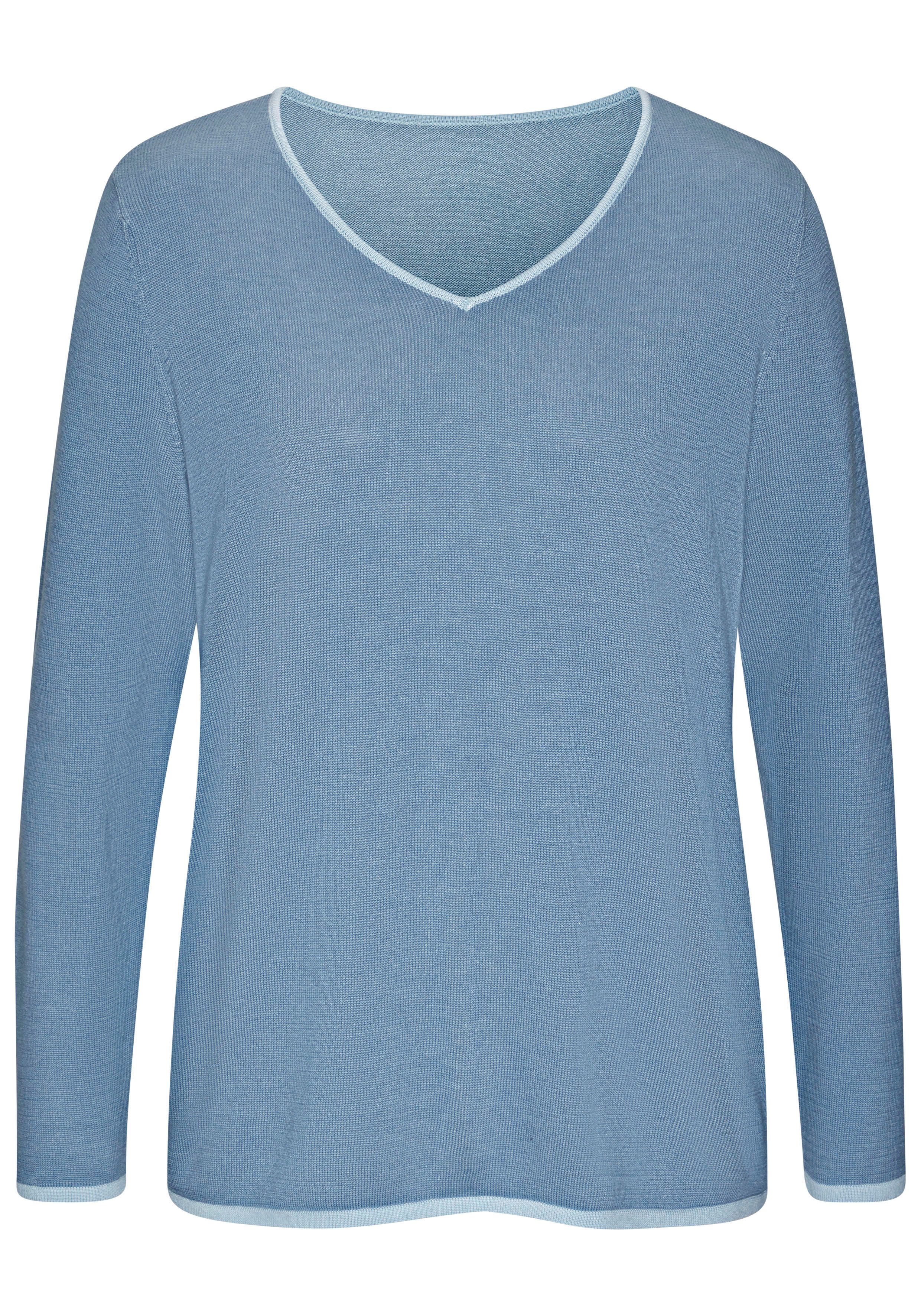 Vivance V-Ausschnitt-Pullover mit Kontrastkanten, casual. € 39,99