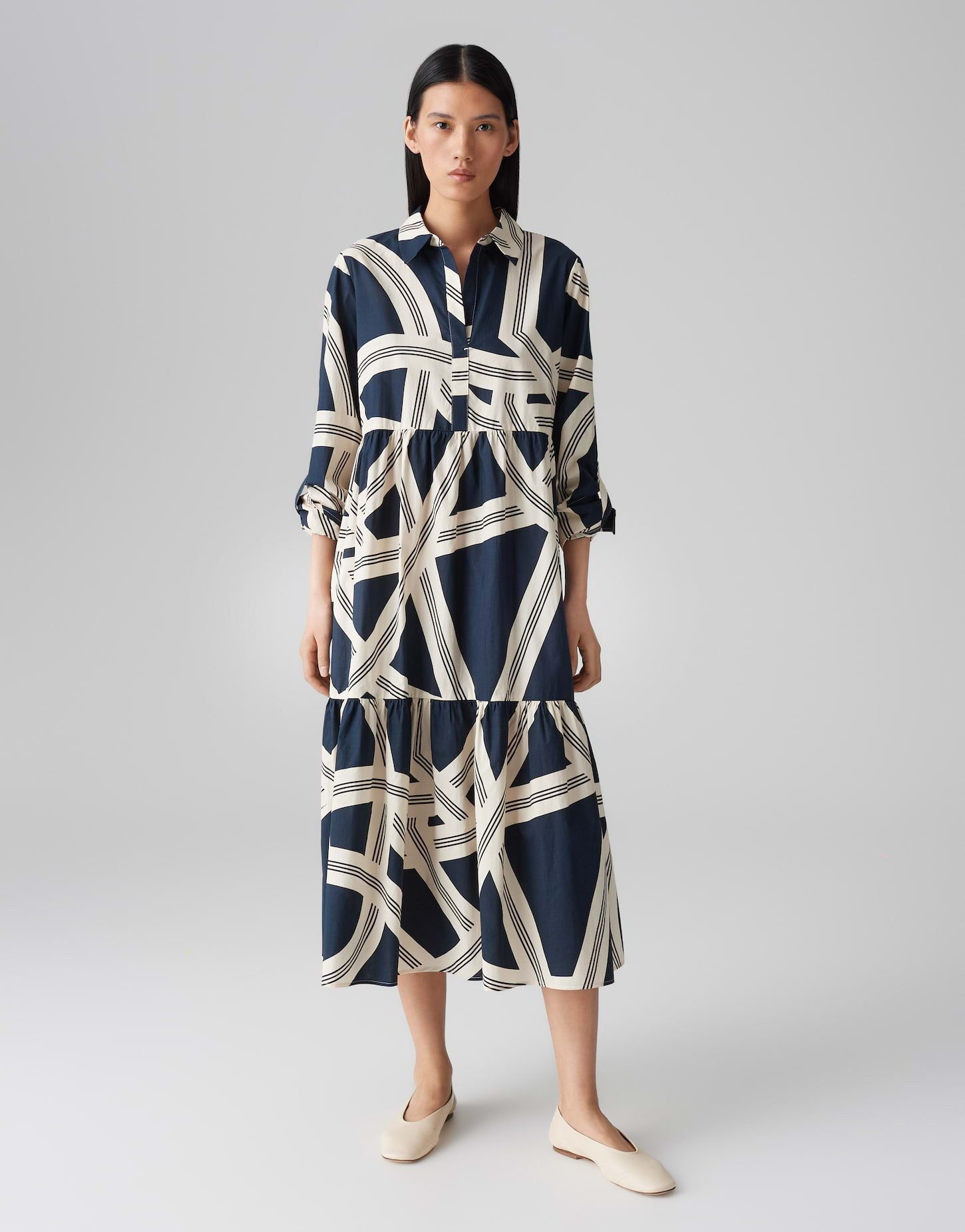 OPUS Midikleid WERANO LANE aus nachhaltiger Baumwolle grafisches Muster, Pe günstig online kaufen