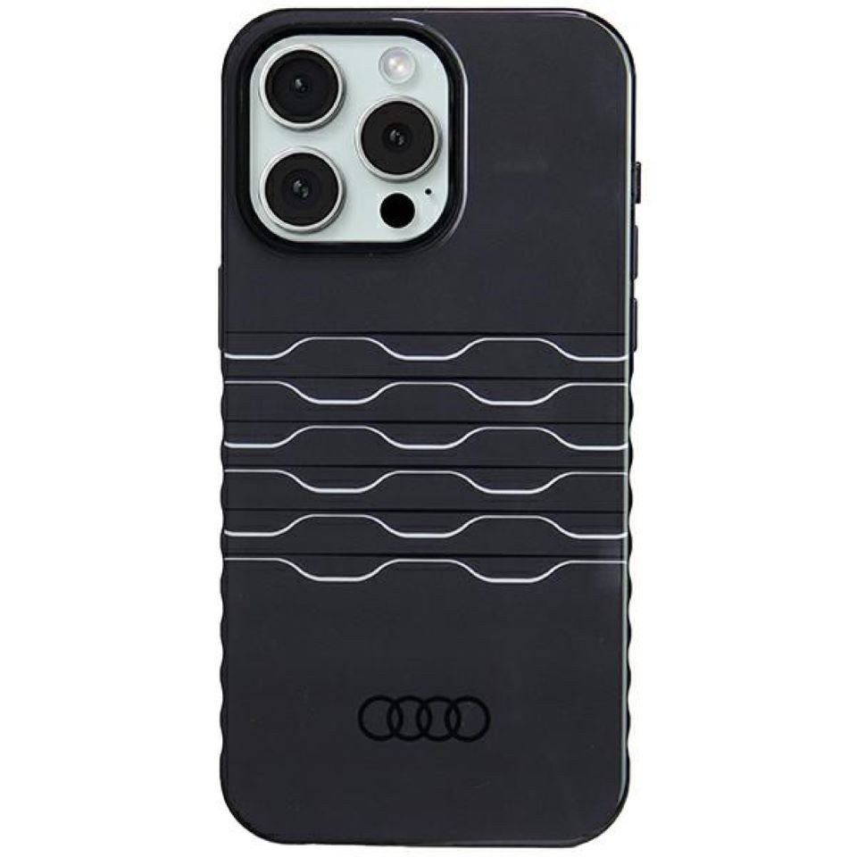 Audi Handyhülle Hardcase iPhone 15 Pro Max MagSafe kompatibel grau Kunststoff 6,7 Zoll, Kantenschutz