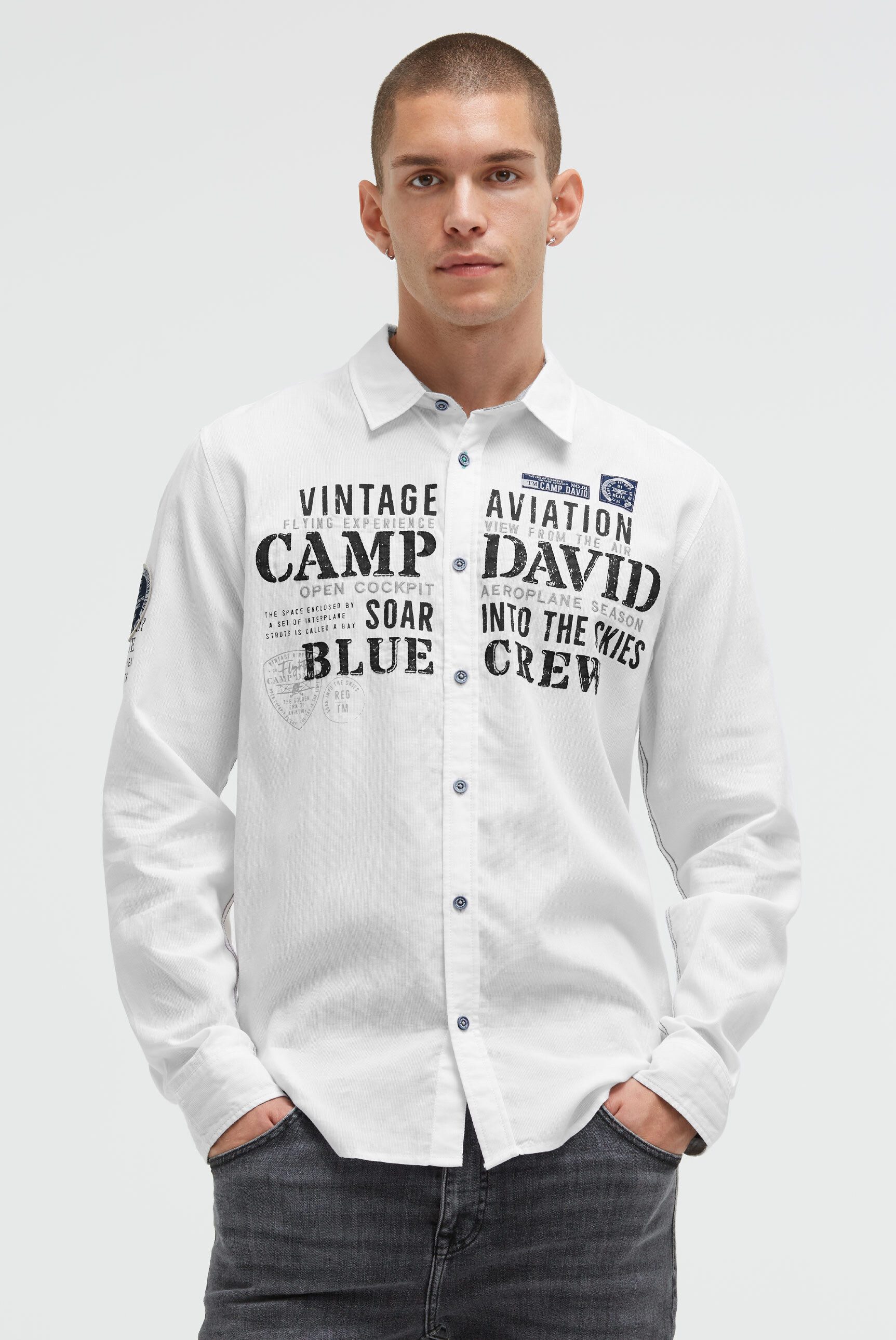 CAMP DAVID Langarmhemd aus Baumwolle