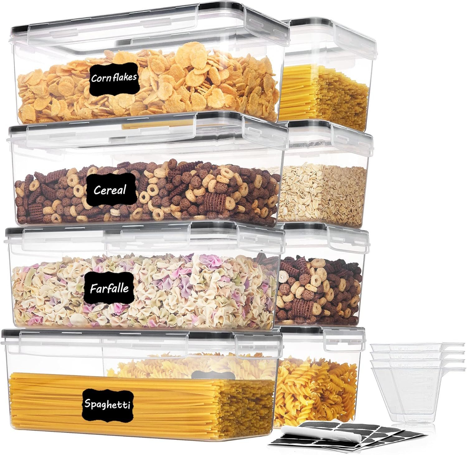 Refined Living Vorratsdose 3.2L Vorratsdosen mit Deckel 8er Set, Aufbewahrungsbox,Frischhaltedose, BPA-freier, bruchsicherer Kunststoff, (Spaghetti Aufbewahrung Pasta Vorratsbehälter,Spaghetti-Box–Müslibehälter, Getreidebehälter, Mehlbehälter, Aufbewahrun