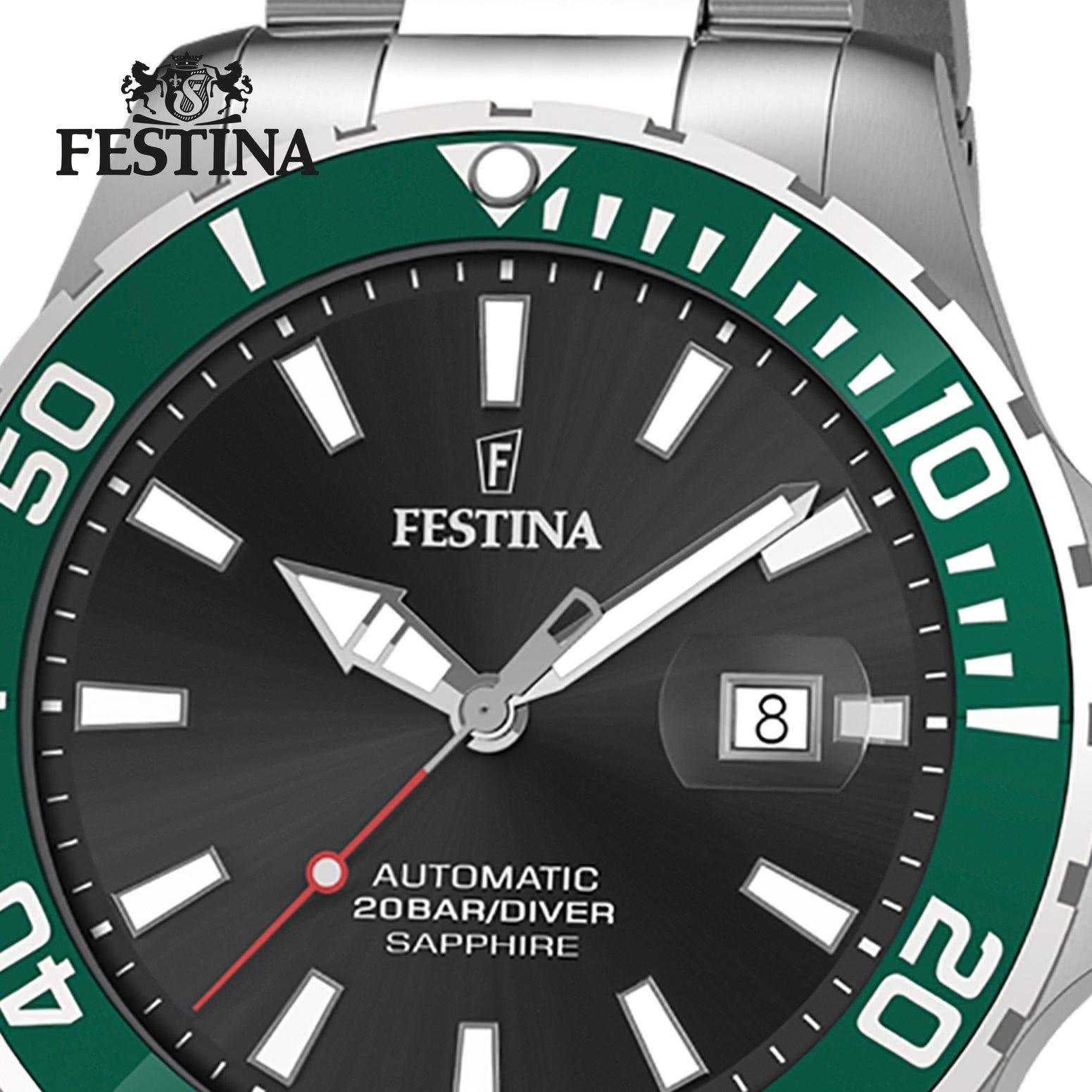 Festina Automatikuhr Festina Herrenuhr Automatik, (Analoguhr), Herren Armbanduhr rund, Edelstahlarmband silber, Elegant