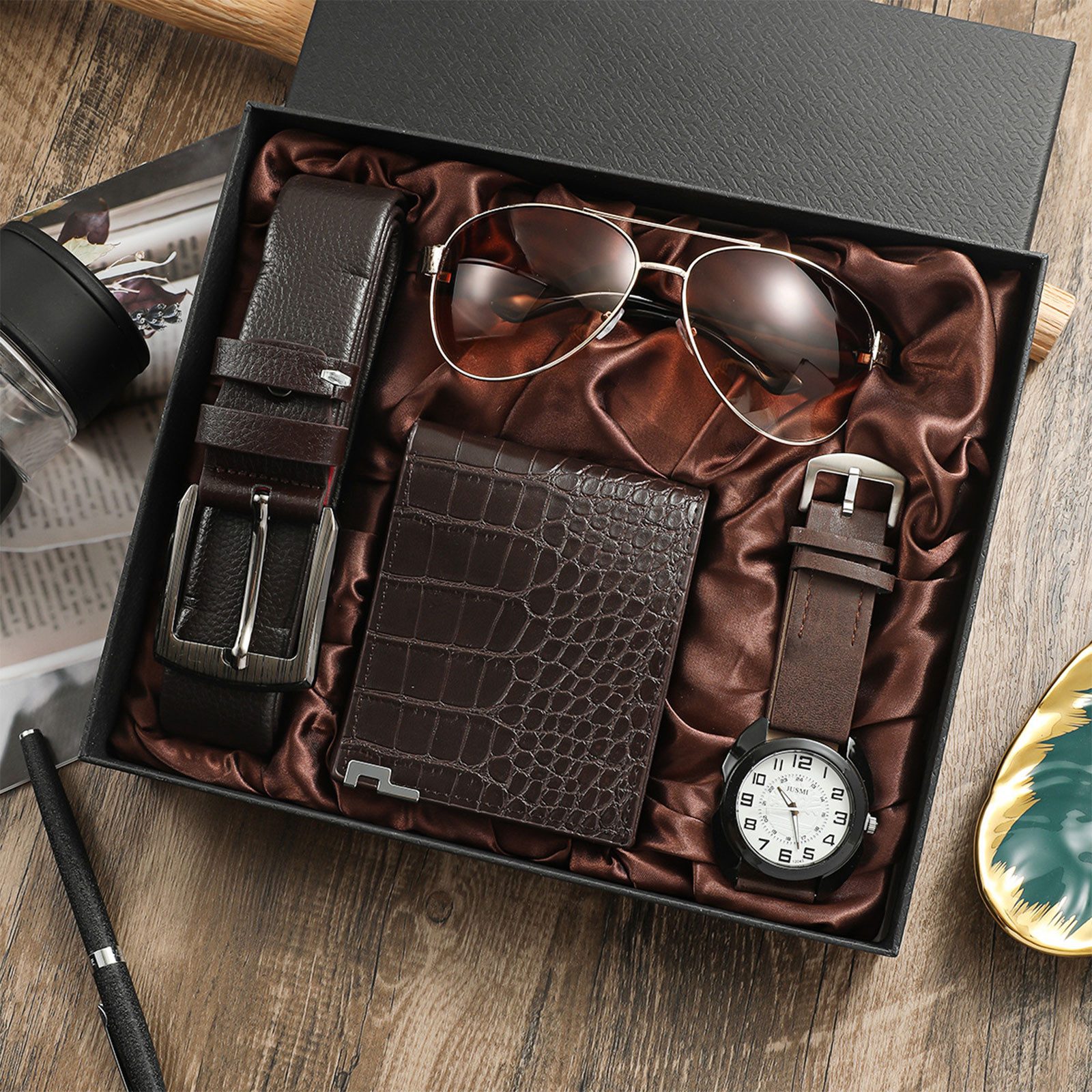 MODFU Geldbörse Gentleman-Set Herren Geschenkset Gürtel günstig online kaufen