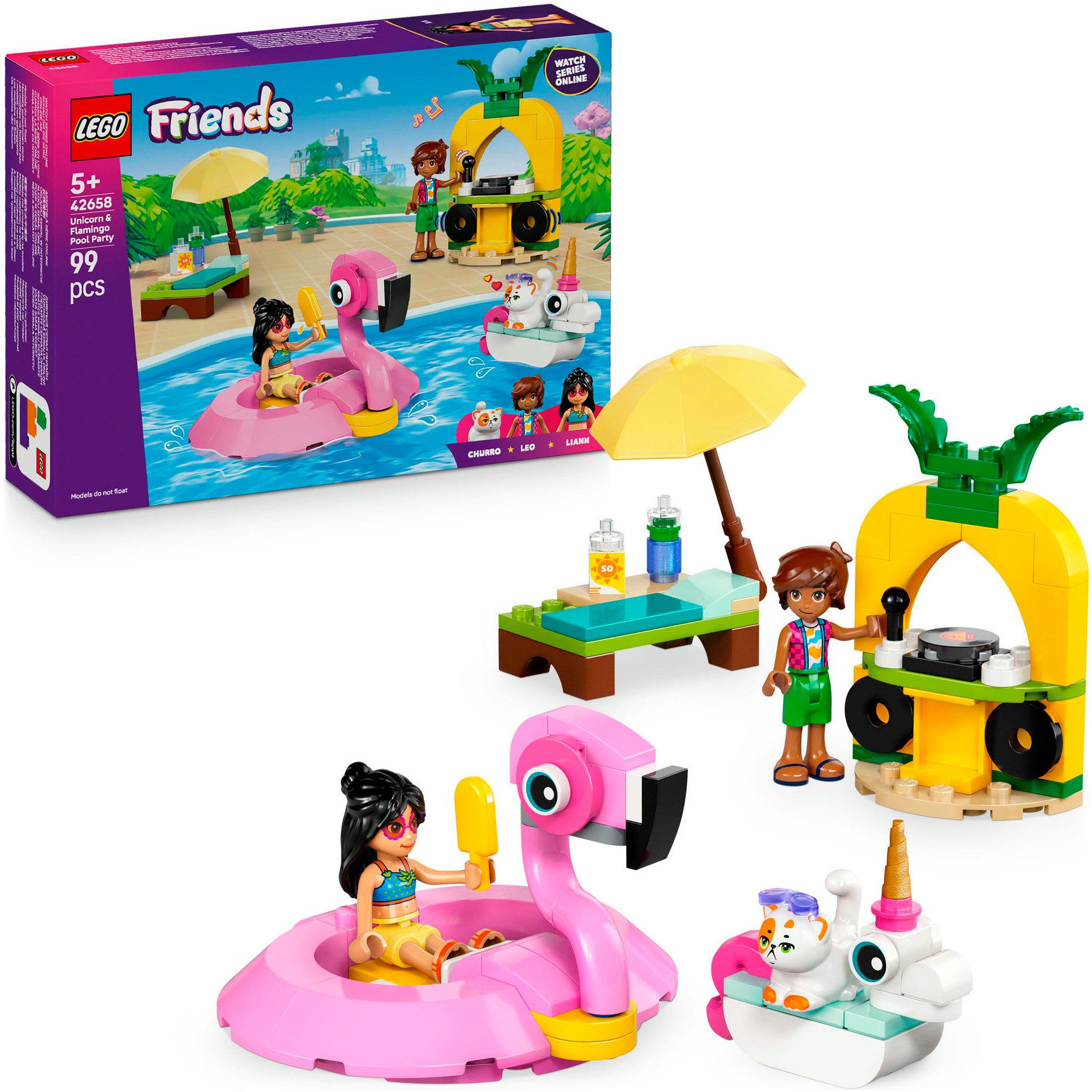 LEGO® Poolparty mit Einhorn und Flamingo (42658), LEGO Friends Konstruktion günstig online kaufen