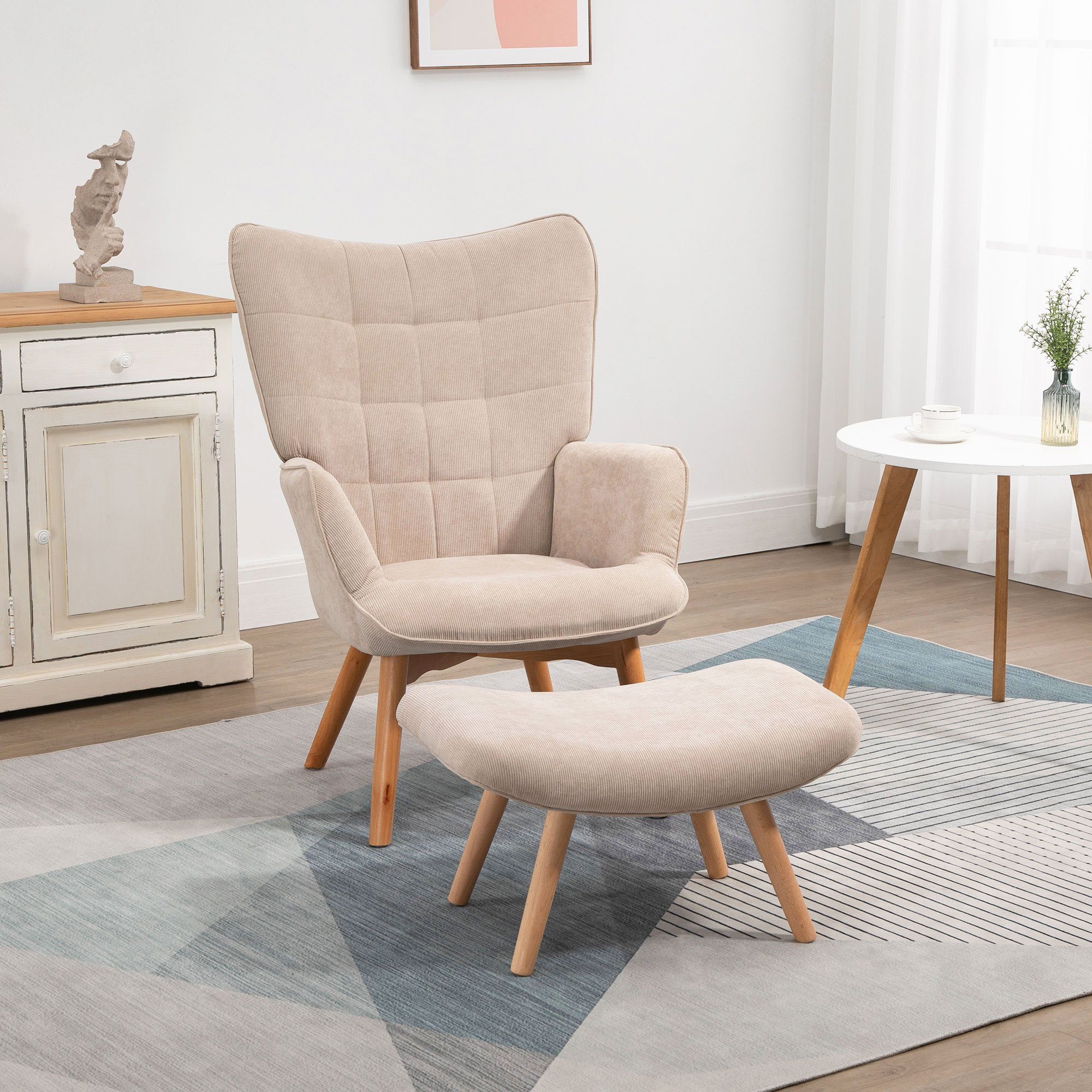 HOMCOM Relaxsessel Loungesessel mit Hocker, Armlehnstuhl günstig online kaufen