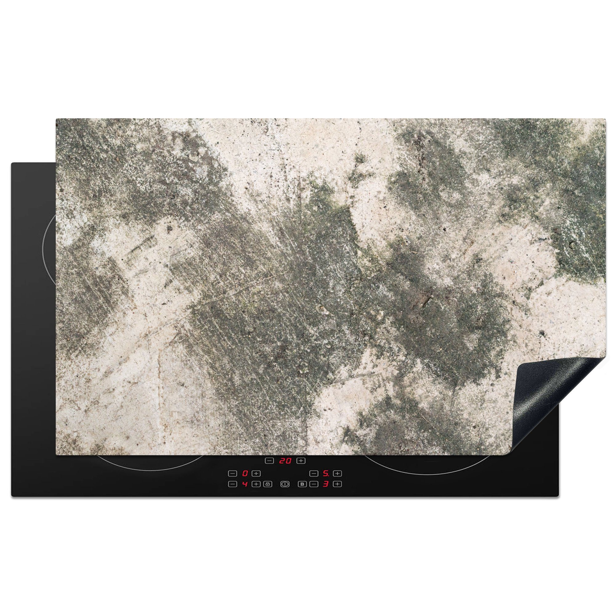 MuchoWow Herdblende-/Abdeckplatte Beton - Abdeckplatte für Kochfeld - Verwittert - Strukturen -, Vinyl, (1 tlg), 83x51 cm, Ceranfeldabdeckung, Arbeitsplatte für küche