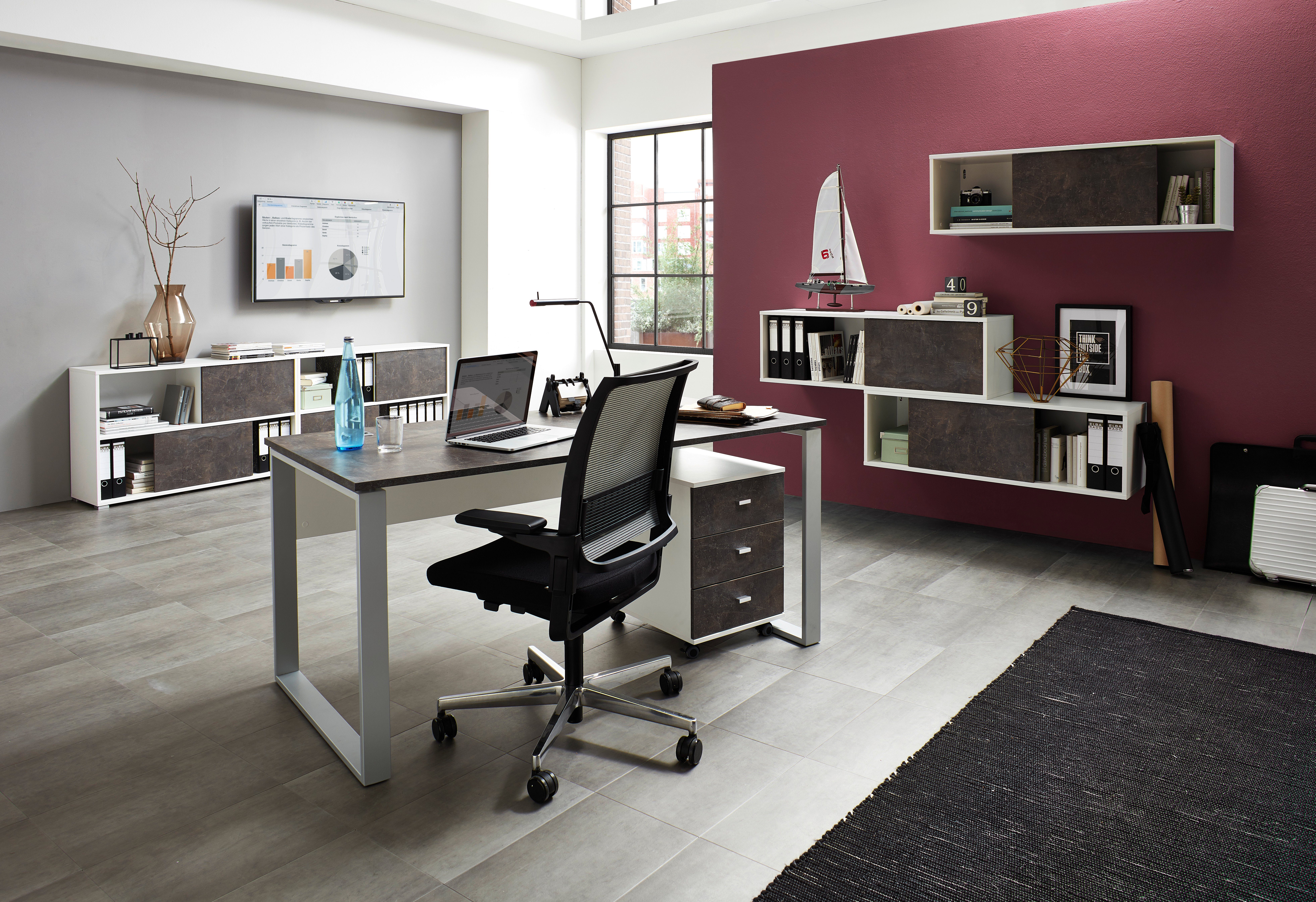 KADIMA DESIGN Schreibtisch PLANE Schreibtisch Weiß/Braun Bürotisch Tisch PC