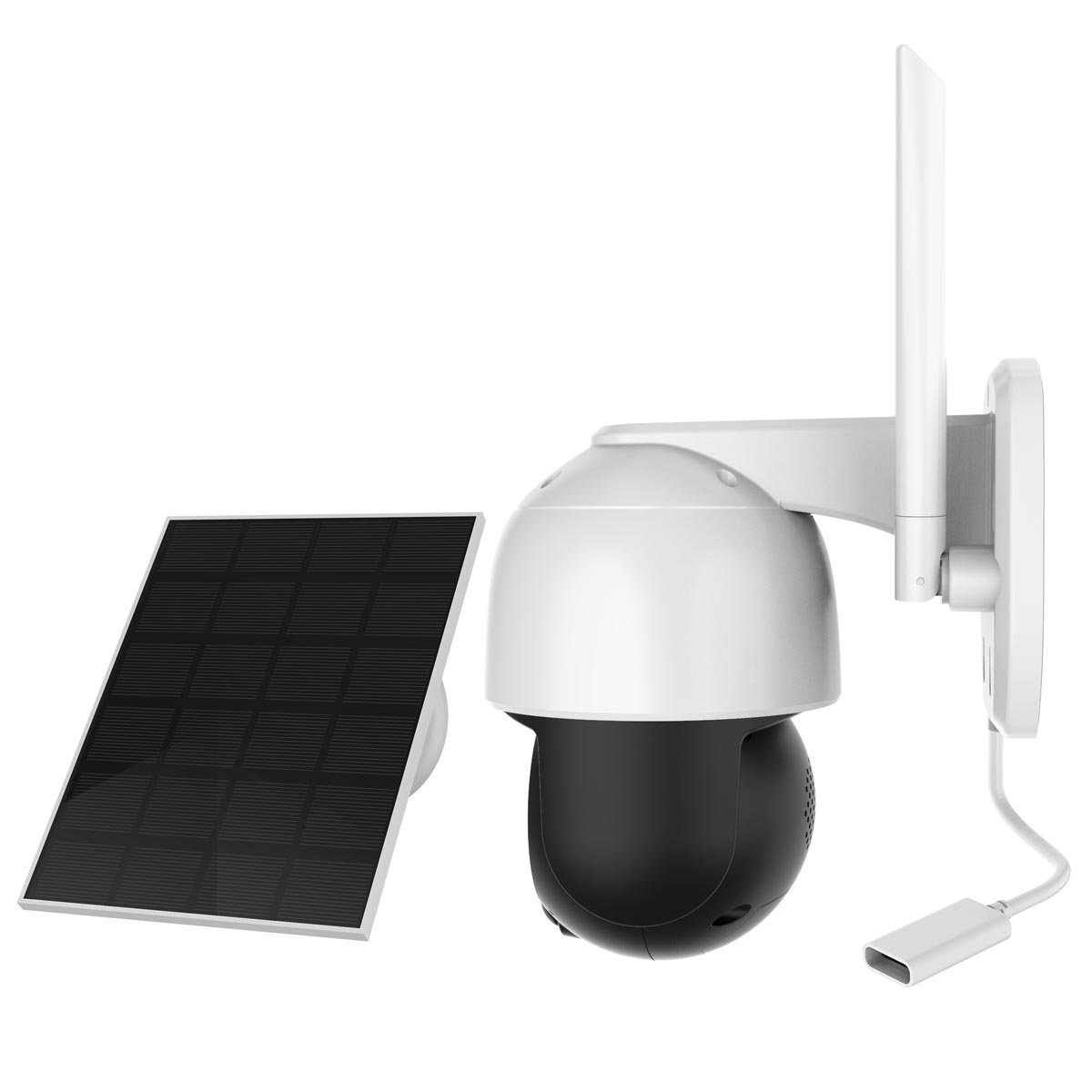 Foscam Überwachungskamera Foscam B4 batteriebetriebene 2K 4 MP WLAN Überwachungskamera (mit Schwenk- und Neigefunktion, inkl. hocheffizientem Solarpanel, Farbnachtsichtt, PIR-Erkennung von Menschen, Fast 360°-Blickwinkel)