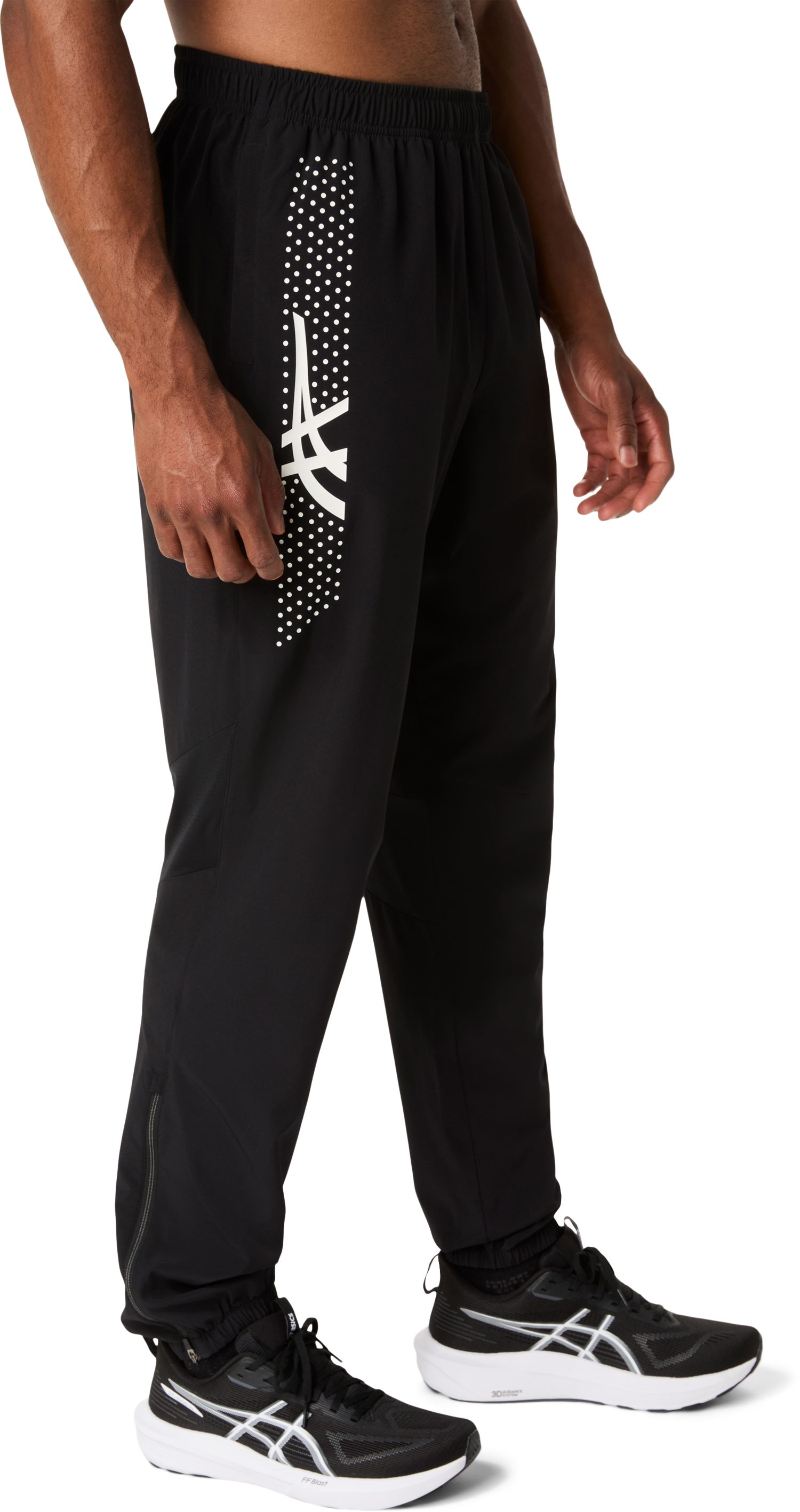 Asics Laufhose ICON PANT mit Handytasche hinten im Bund, Beinabschluss mit seitlichem Zipper