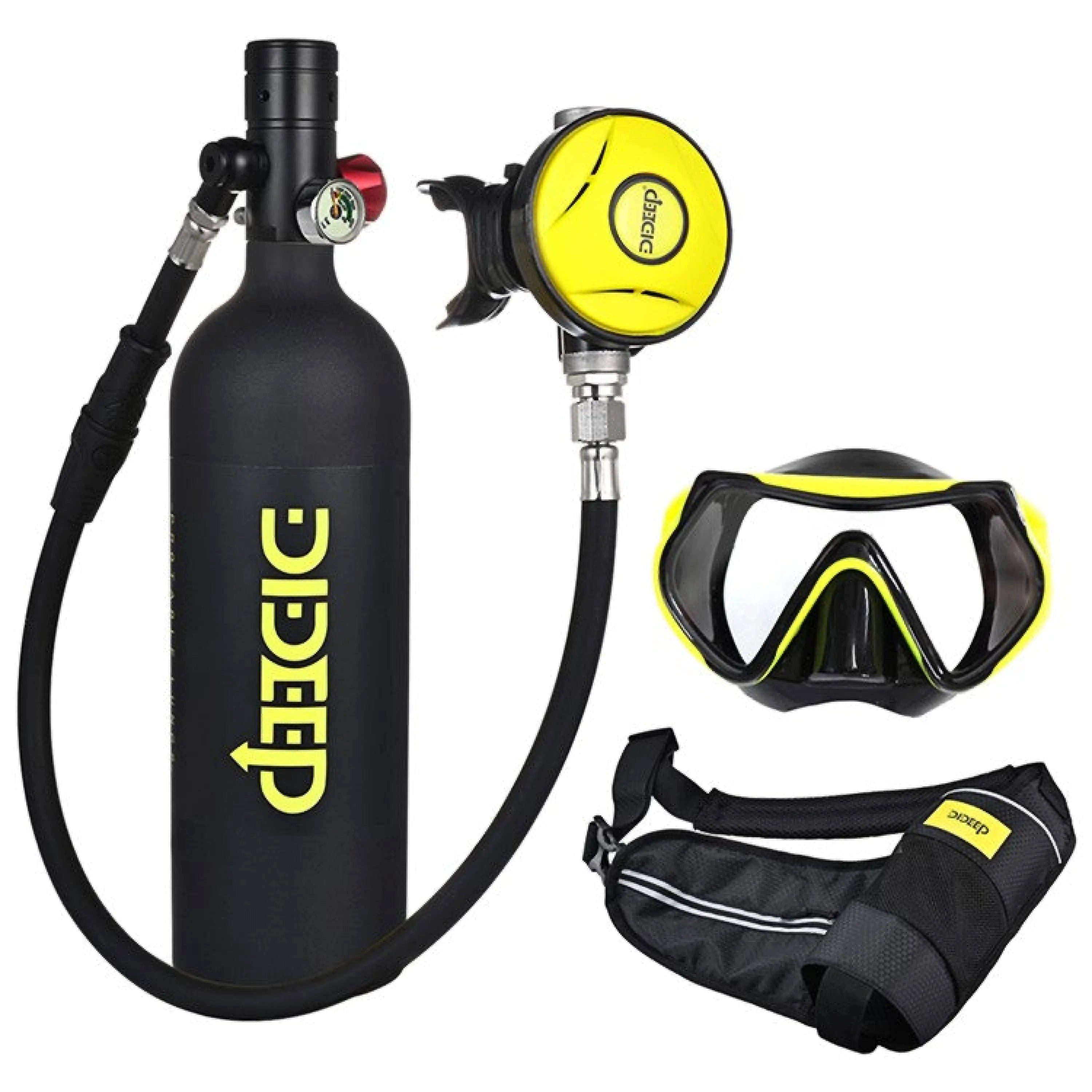 Sport-Knight® Tauchset Mini-Tauchgerät 1L, verschiedene Sets wählbar, Tauchmaske Tauchflasche