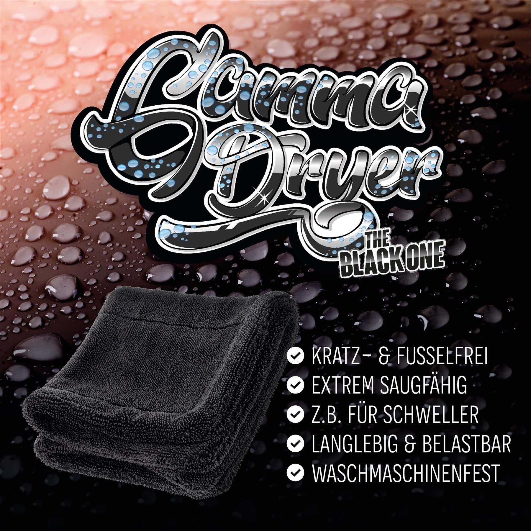 Nuke Guys Microfaser Auto Trockentuch - Gamma Dryer S bis XXL Mikrofasertuch (Microfaser, 40x40 cm, 1-tlg., Gamma Dryer XXL - Schwarz - 40x40cm 1400GSM)