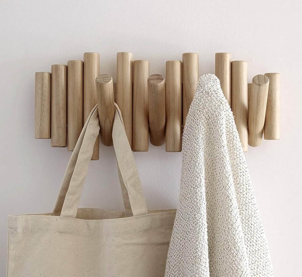 Umbra Garderobenhaken Picket mit 5 Garderobenhaken Garderobenleiste Wandhaken Kleiderhaken, 5 Klapphaken