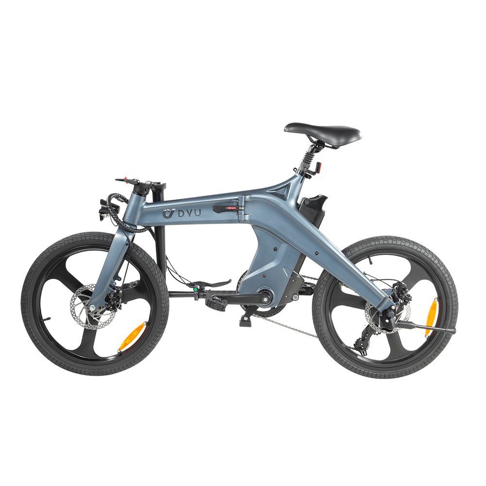 (Kommt Blau Heckmotor, Scheibenbremsen Fangqi Akku, mit grau E-bike,250W/36V/10Ah und Ladegerät, vorne herausnehmbare E-Bike Beleuchtung, Shimano hinten, 250W DYU Lithiumbatterie 7Gang,Doppelstoßdämpfer, 20Zoll Schloss), Akku,