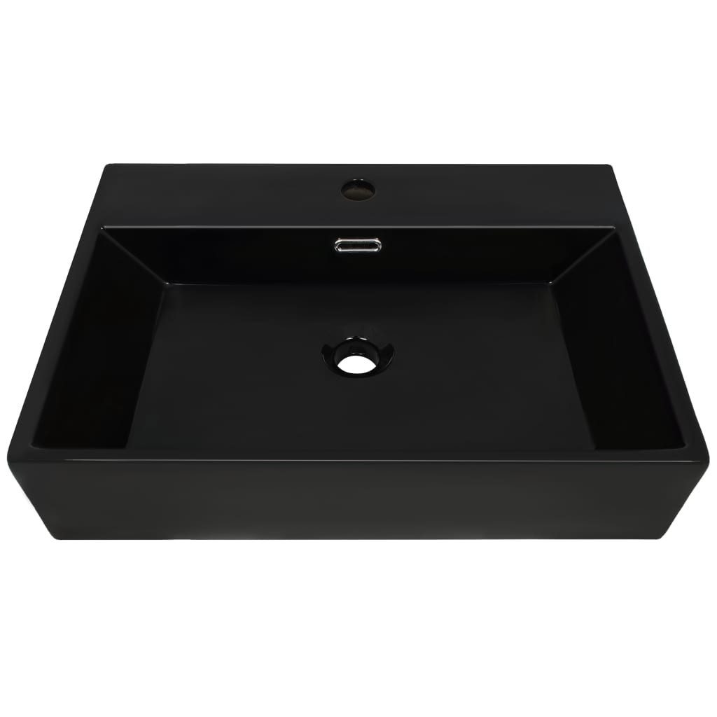 vidaXL Waschbecken 605 x 425 x 145 cm Waschbecken Badezimmer Aufsatzwaschbecken mit Hahnl