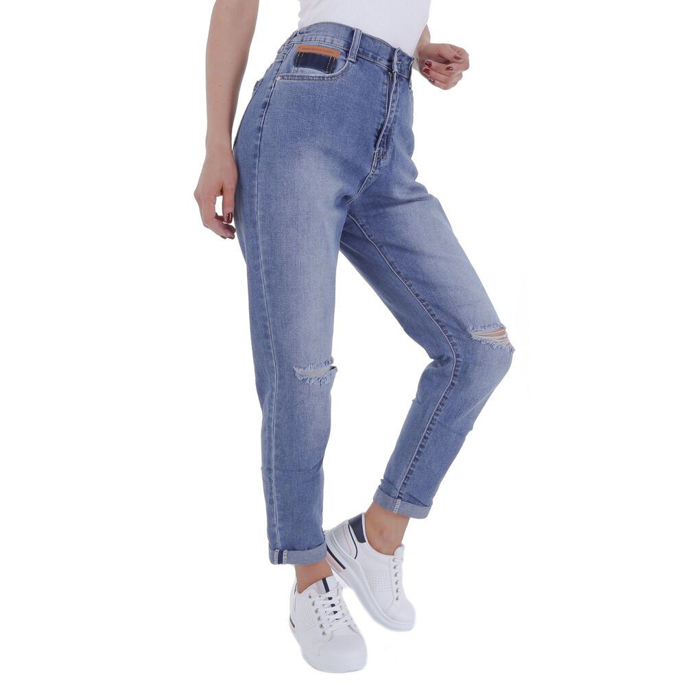 Damen Jeans Ital-Design Relax-fit-Jeans Damen Freizeit Stretch Relaxed Fit Jeans in Blau