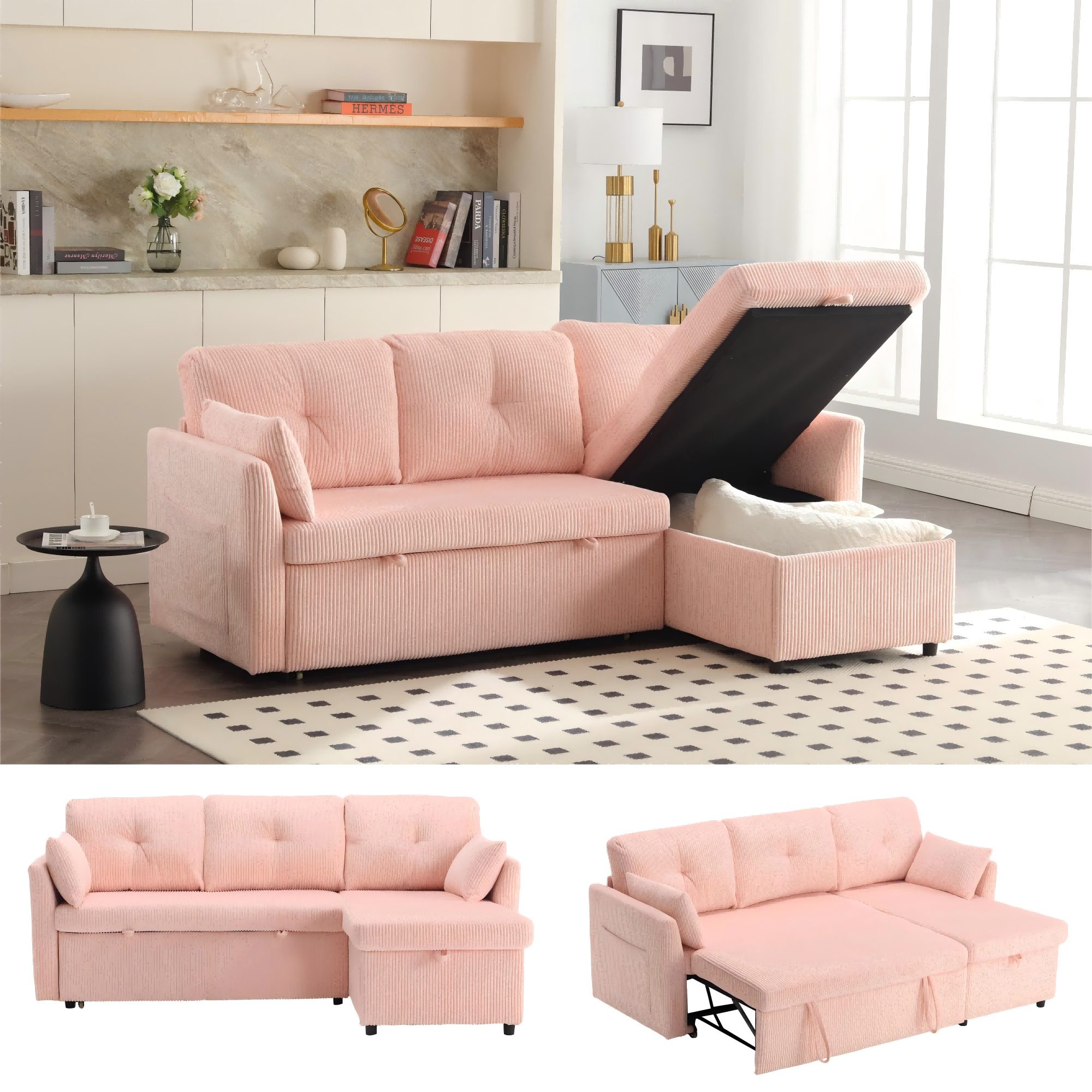 LVHOM Loungesofa Modulares Ecksofa mit Schlaffunktion, günstig online kaufen