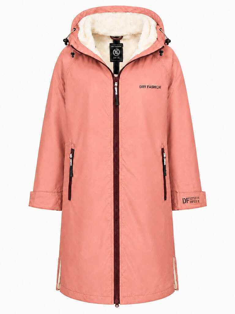 Dry Fashion Regenmantel Unisex Mantel Oversize Dry Buddy - Trockenmantel Umziehmantel Outdoor Wind- & waserdicht, Atmungsaktiv, Innenfleece, Kapuze, Reißverschluss