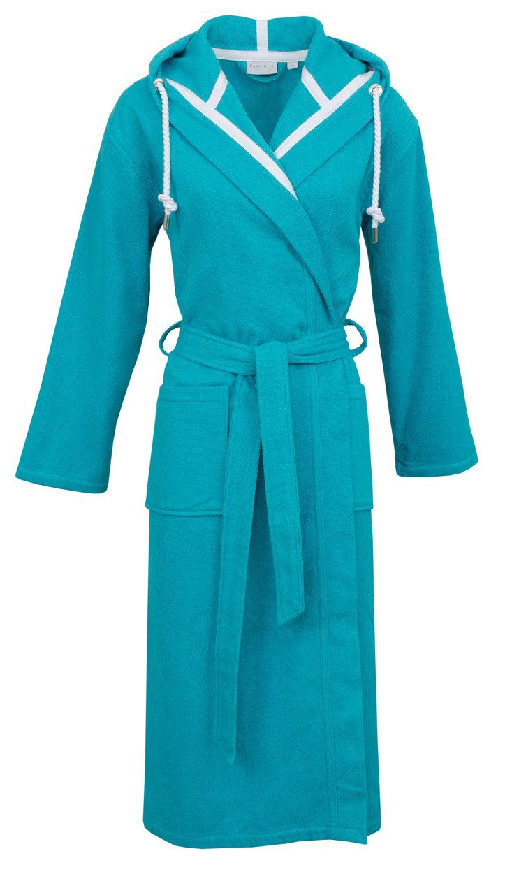 Carl Ross Unisex-Bademantel supercombed light, Langform, Frottier, Kapuze, Gürtel, Kapuze