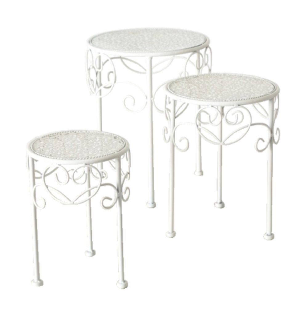 Meinposten Beistelltisch Stella weiß Metall Telefontisch Pflanzentisch Blumenständer