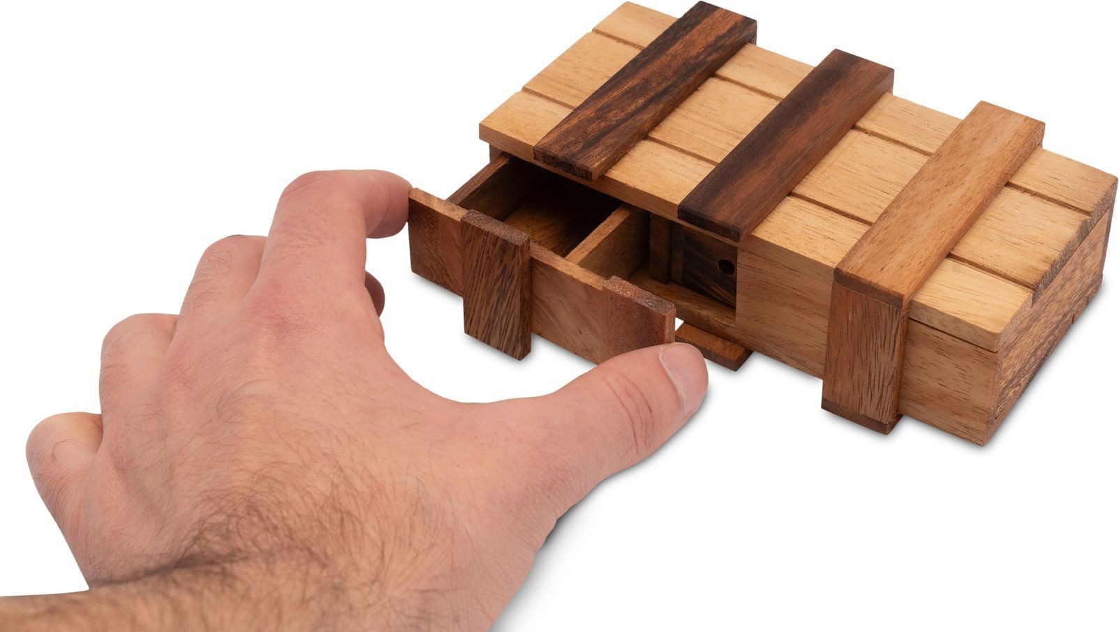 LOGOPLAY Schatzkiste Schatztruhe 2 Fächer (1 St), Schatztruhe mit 2 Geheimfächern – Trickkiste aus Holz