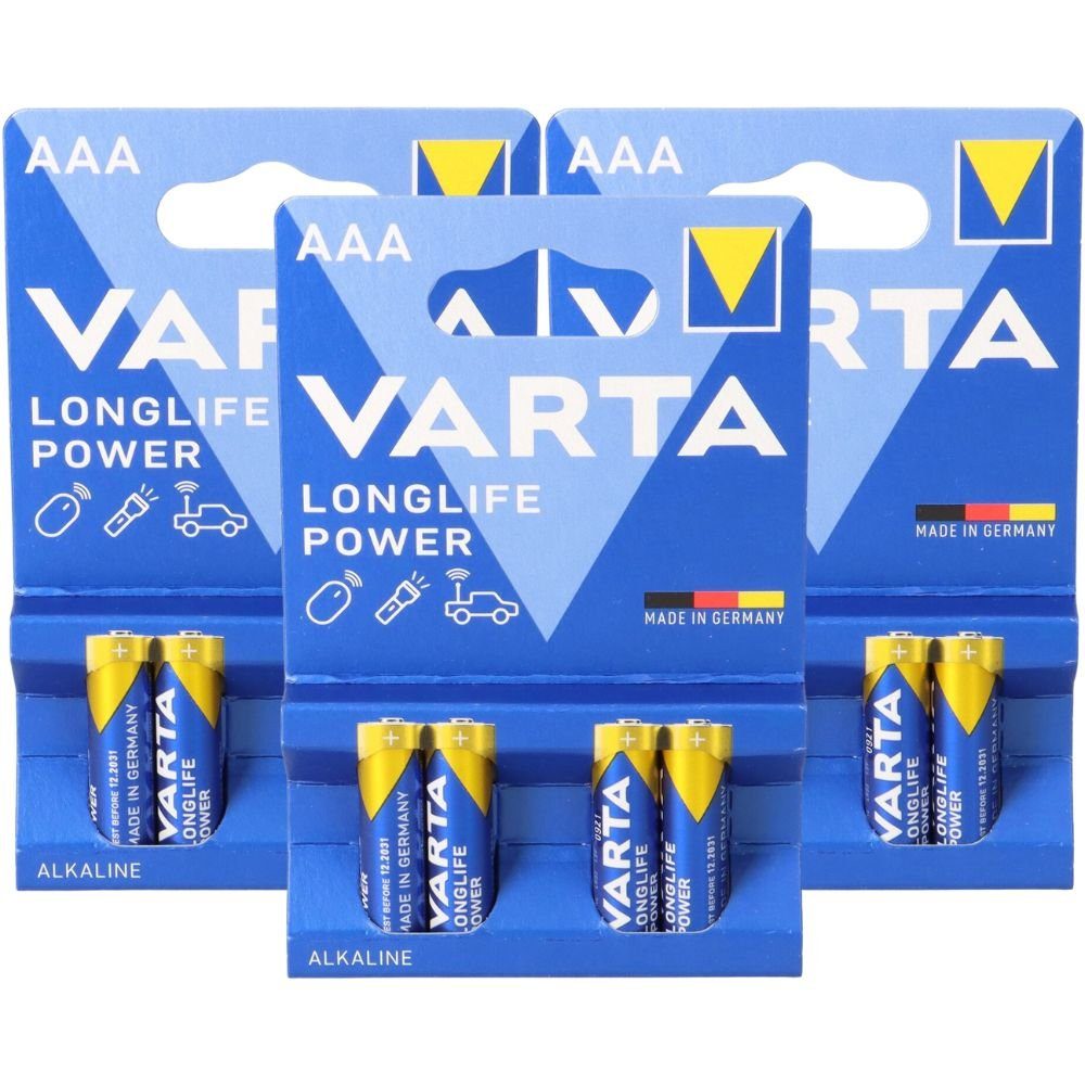 VARTA 12x Varta 4903 Longlife Power AAA Micro Batterie im 4er Blister Batterie