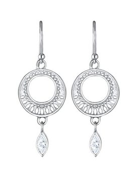 Elli Premium Paar Ohrhänger Ornament Zirkonia Marquise 925 Sterling Silber, Ornament