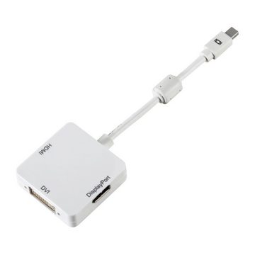 Hama 3in1 Mini DisplayPort Adapter Kabel Weiß Video-Adapter Mini Displayport, 10 cm, mini DP auf HDMI-Buichse DVI-Buchse Displayport-Buchse, vergoldet