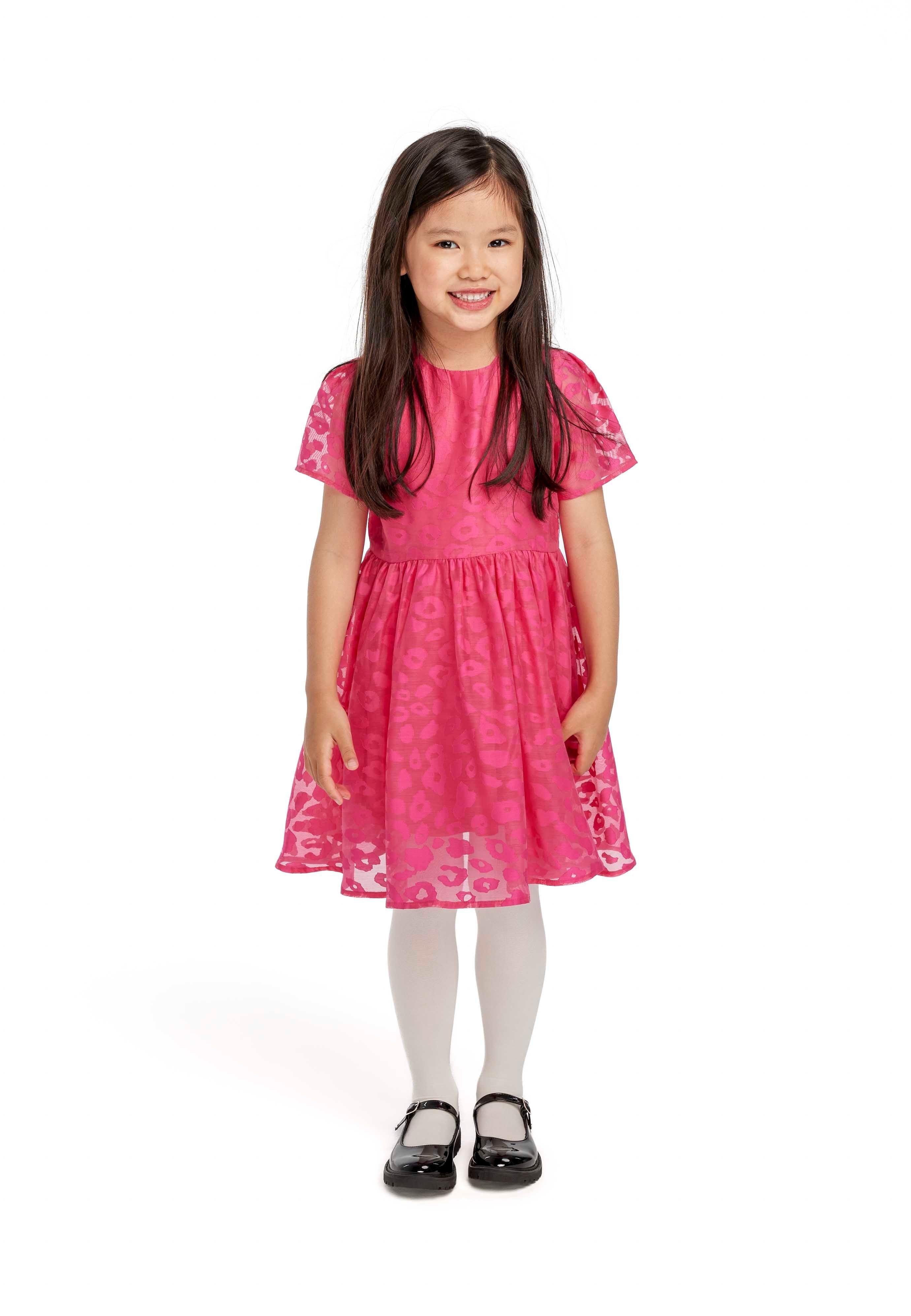 MINOTI Rosa Partykleid mit Jacquard-Muster(3-14y)