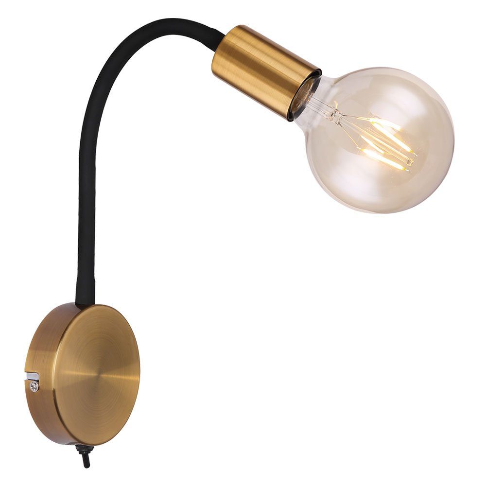 GLOBO LIGHTING Wandleuchte, Leuchtmittel nicht inklusive, Vintage Wand Leuchte gold schwarz Eddison Lampe beweglich Strahler. Reduzierter Preis € 26,99. Unverbindliche Preisempfehlung € 37,99