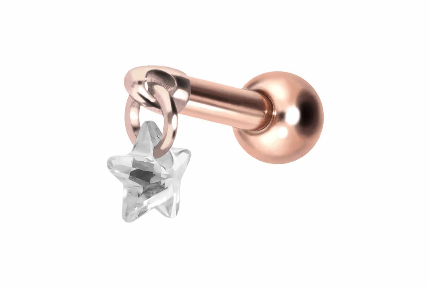Piercing-Set Titan Ohrpiercing mit Innengewinde KRISTALLSTERN