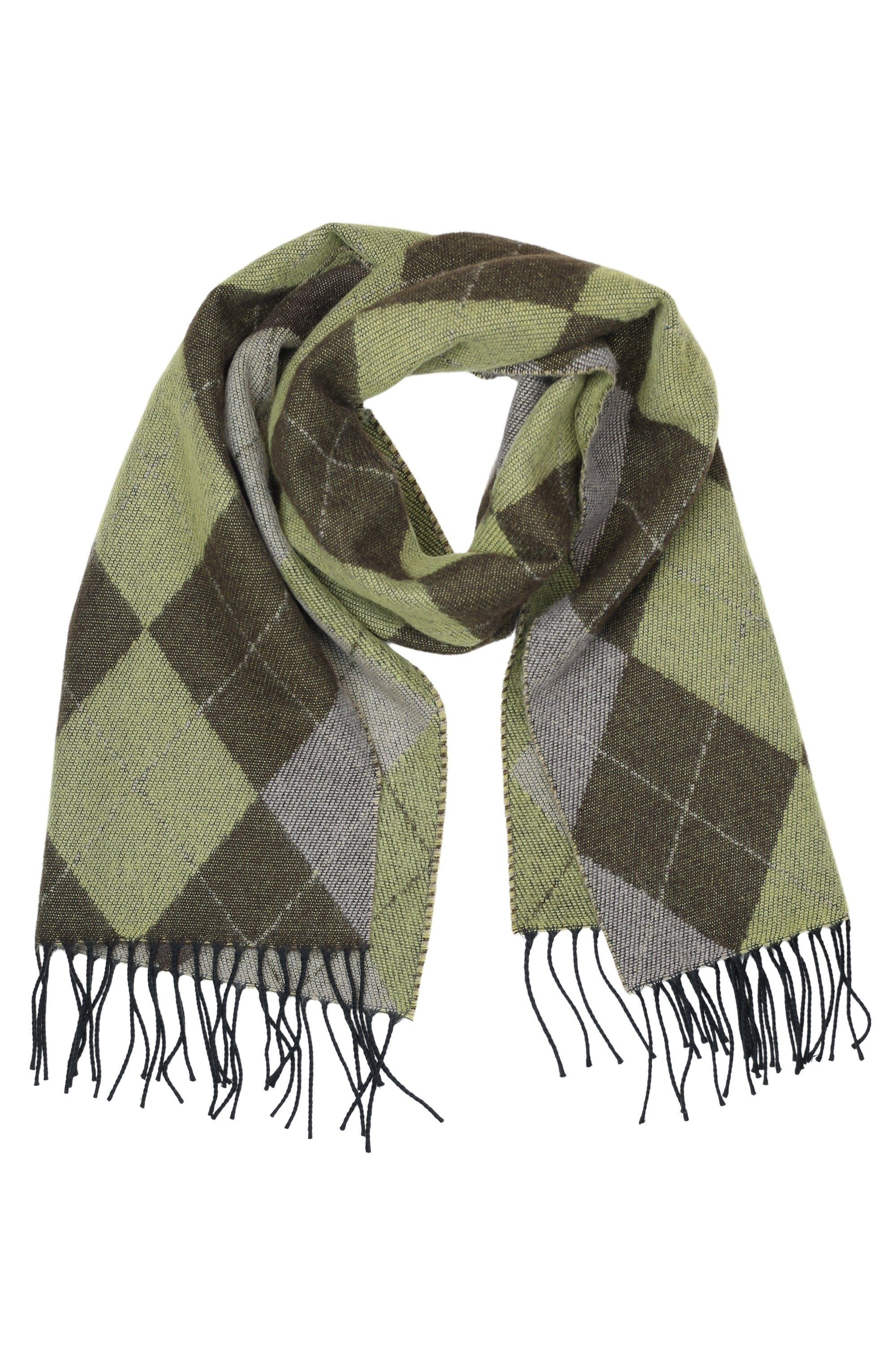 COLLEZIONE ALESSANDRO Wollschal Argyle, (1-St), mit Karomuster, warm und weich khaki