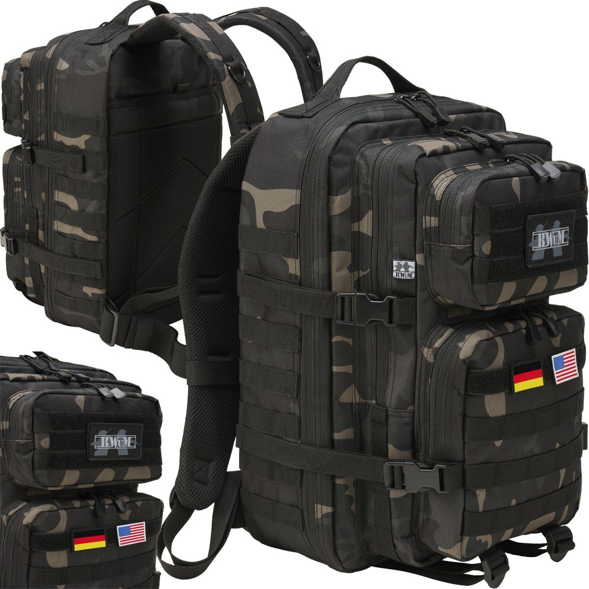 BWuM Trekkingrucksack BWuM US Assault Pack Cooper Rucksack + Patch & Flaggen