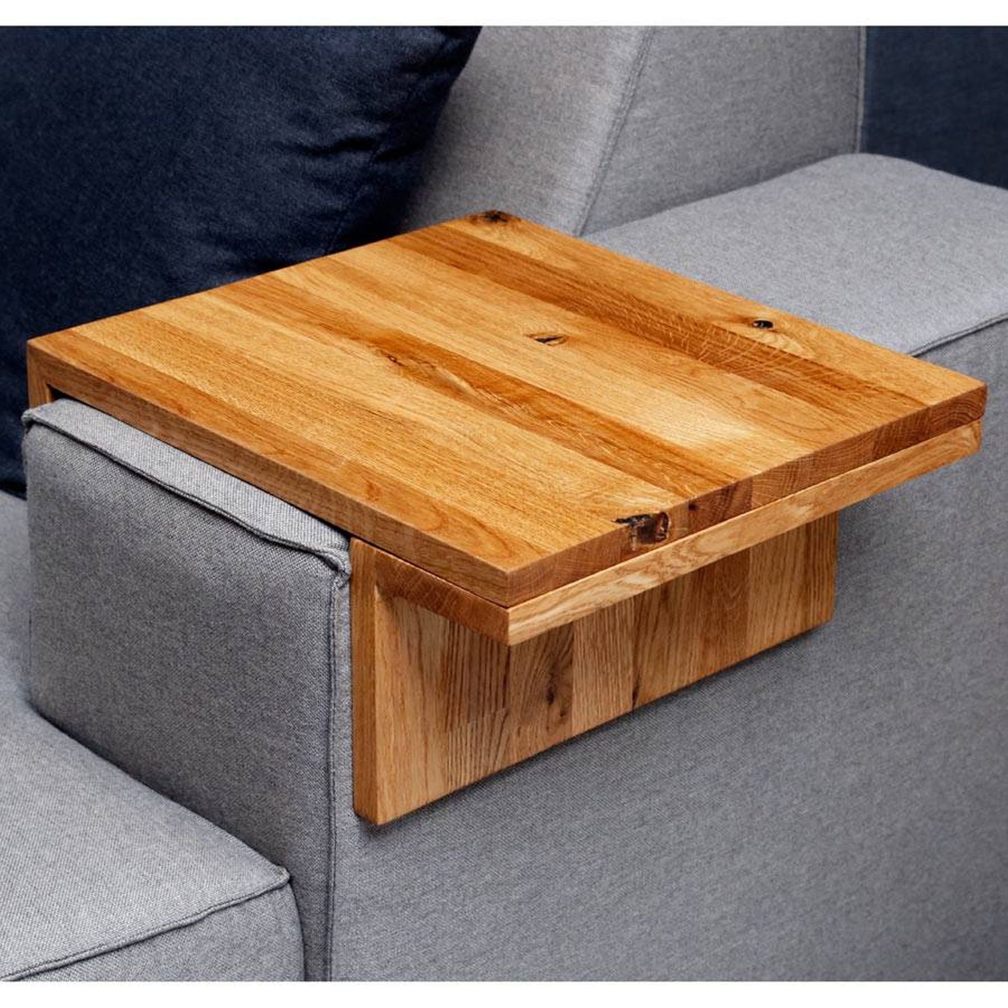 ROG-Gardenline Tablett, Eichenholz Rustikal, Für Sofa / Couch / Lounge -  Armlehne - Verstellbar