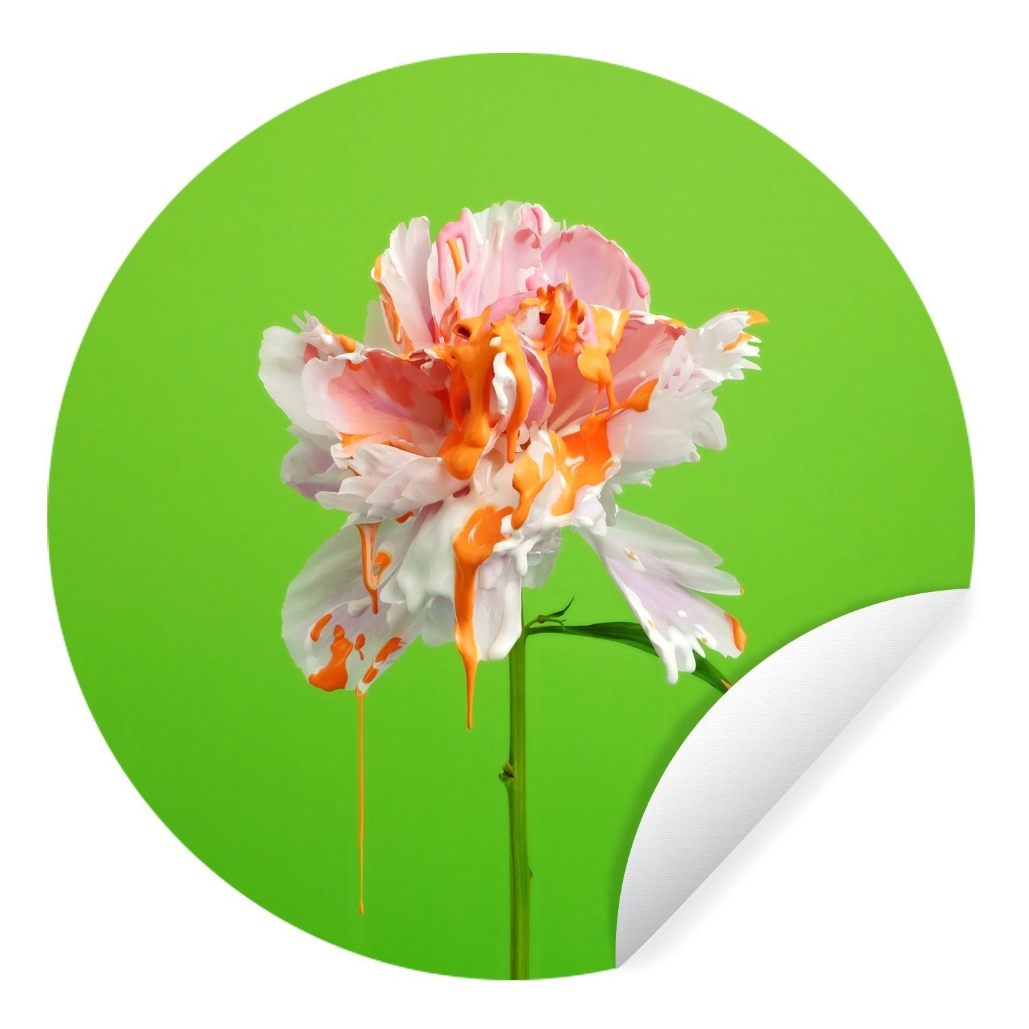 MuchoWow Wandsticker Blume - Farbe - Farben (1 St), Tapetenkreis für Kinderzimmer, Tapetenaufkleber, Rund, Wohnzimmer