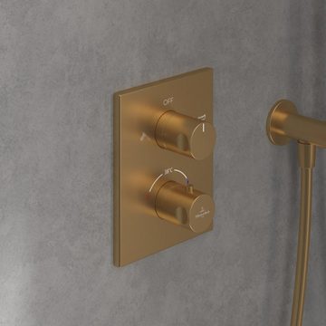Villeroy & Boch Unterputzarmatur Universal Taps & Fittings Unterputz-Thermostat, Eckig, mit Umsteller - Brushed Gold