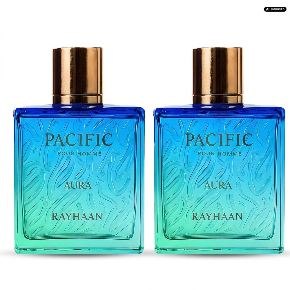 Rayhaan Eau de Parfum Rayhaan Pacific Aura Eau de Parfum 2er Set, 1-tlg., Praktisches 2er Set für langanhaltenden Duftvorrat