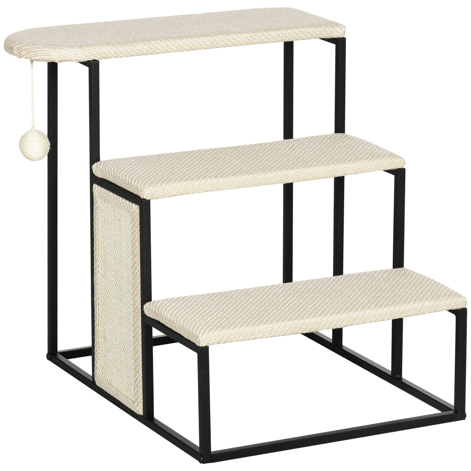 PawHut Haustiertreppe Katzentreppe, mit Kratzbrett, 3 Stufen (Set, 1-St., 1 Haustiertreppe), BxTxH: 51x54x53 cm, belastbar bis 12 kg