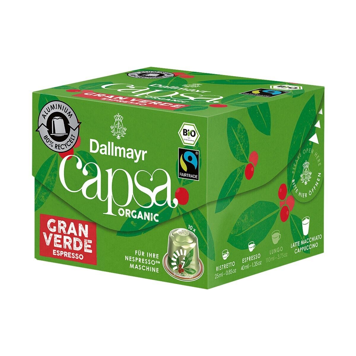 DALLMAYR Kaffee capsa Organic Gran Verde Espresso, 10 Kapseln