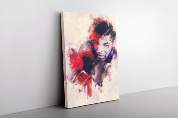 Sinus Art Leinwandbild Mike Tyson Abstrakt Kunst Boxer Boxlegende rote Farbe 60x90cm Leinwandbild