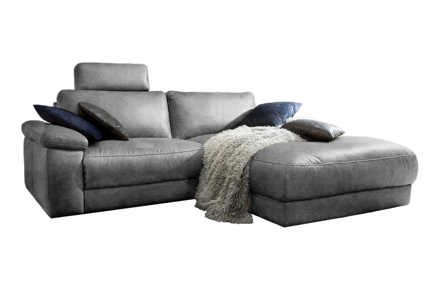 KAWOLA Ecksofa LOLA, Couch L-Form rechts oder links, Sitzvorzug motorisch, Stoff oder Leder