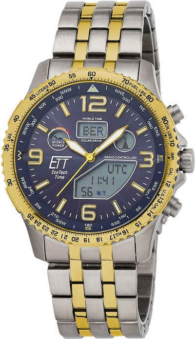 ETT Funkchronograph Professional World Timer, EGT-11576-31M, Armbanduhr, Herrenuhr, Stoppfunktion, Datum, Solar