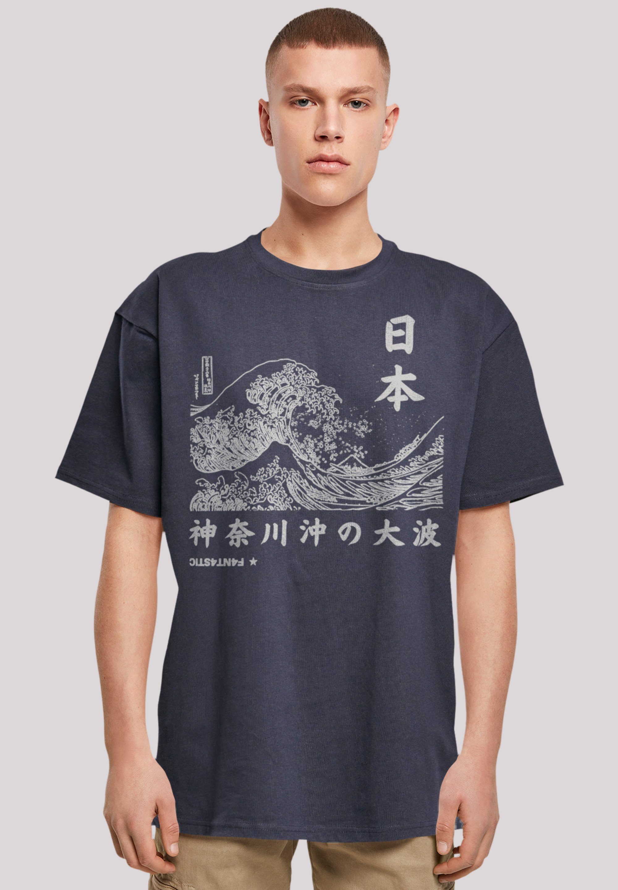 F4NT4STIC T-Shirt Kanagawa Welle Japan Print navy