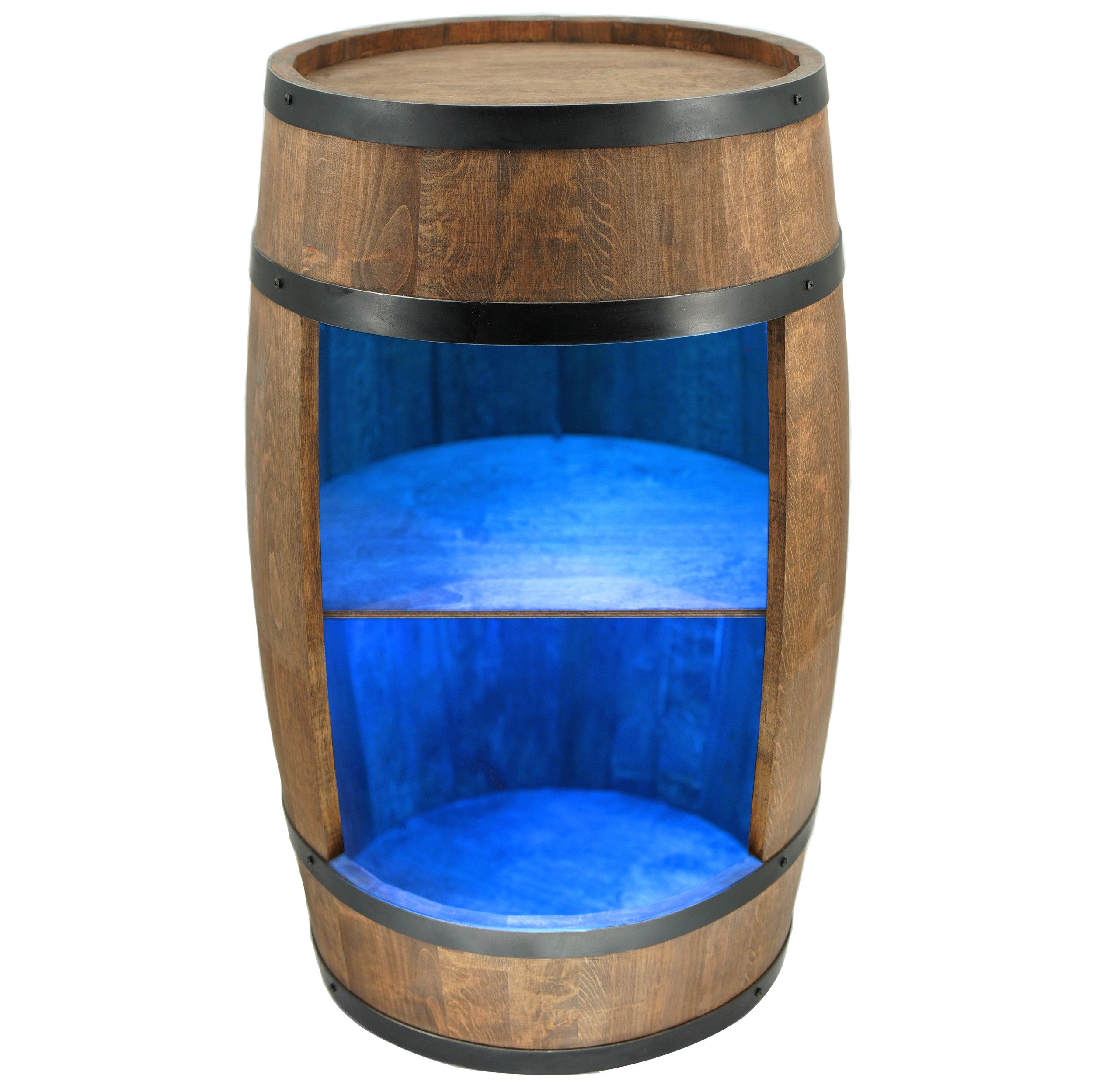 Allzweckkiste Holzfass Wenge Hausbar LED Minibar Weinfass Design Weinregal Vintage (Set)